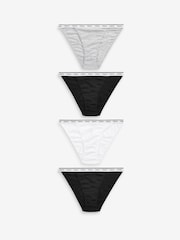 White/Black/Grey Tanga Logo Knickers 4 Pack - Image 1 of 9