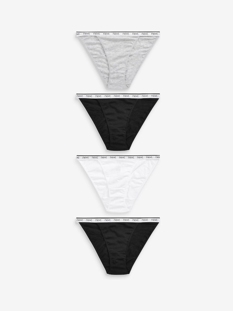 Weiß/Schwarz/Grau - Slips mit Logo, 4er-Pack - Bild 1 von 9 Weiß/Schwarz/Grau - Slips mit Logo, 4er-Pack - Bild 1 von 9