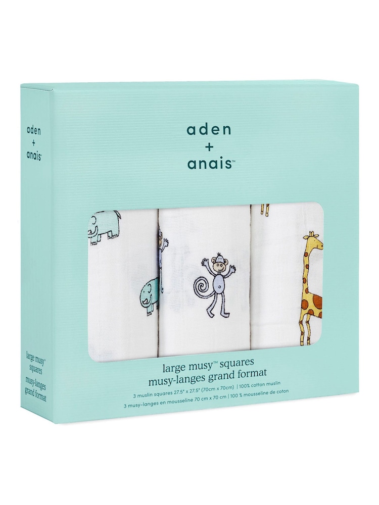 Джем в стиле джунглей - Aden + Anais 100% Хлопковые квадраты из муслина 3 Набор - Изображение 1 4