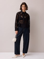 Ro&Zo Black Lace And Satin Trim Shirt - Image 3 of 6