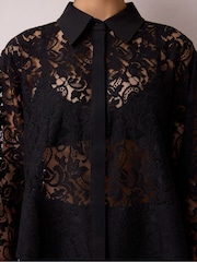 Ro&Zo Black Lace And Satin Trim Shirt - Image 4 of 6
