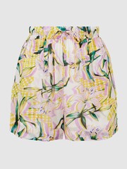 Reiss Yellow Print Anja Floral Print Drawstring Shorts - Image 2 of 4