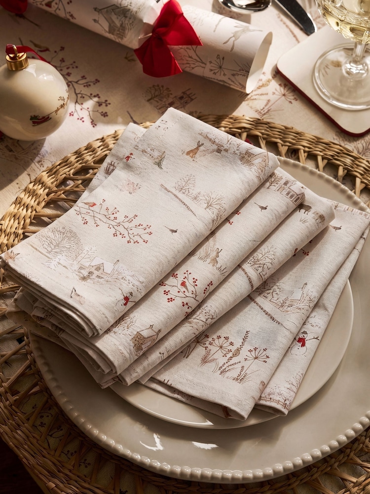 Sophie Allport Set of 4 Snowy Village Napkins - صورة 1 من 2