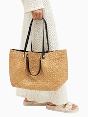 AllSaints Cream Allington Straw Tote Bag - Image 1 of 6