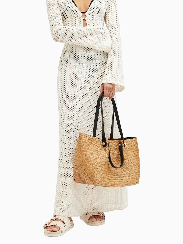 AllSaints Cream Allington Straw Tote Bag - Image 2 of 6