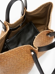 AllSaints Cream Allington Straw Tote Bag - Image 4 of 6