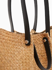 AllSaints Cream Allington Straw Tote Bag - Image 5 of 6