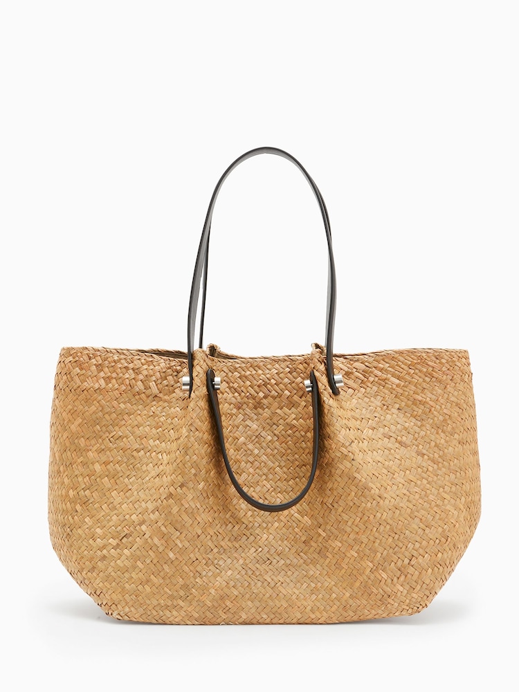 AllSaints Cream Allington Straw Tote Bag - Image 6 of 6