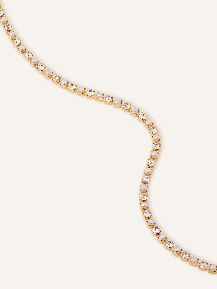 Accessorize Gold-Plated Pearl Sparkle Tennis Bracelet - Image 1 of 2