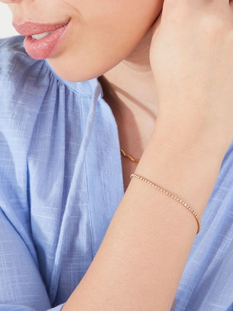 Accessorize Gold-Plated Pearl Sparkle Tennis Bracelet - Image 2 of 2 Accessorize Gold-Plated Pearl Sparkle Tennis Bracelet - Image 2 of 2