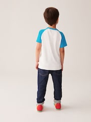 Little Bird by Jools Oliver Ecru/Aqua Short Sleeve Raglan Colourful 100% Cotton T-Shirt - Image 4 of 9