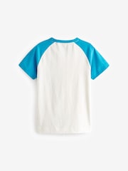 Little Bird by Jools Oliver Ecru/Aqua Short Sleeve Raglan Colourful 100% Cotton T-Shirt - Image 7 of 9