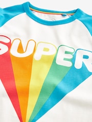Little Bird by Jools Oliver Ecru/Aqua Short Sleeve Raglan Colourful 100% Cotton T-Shirt - Image 8 of 9