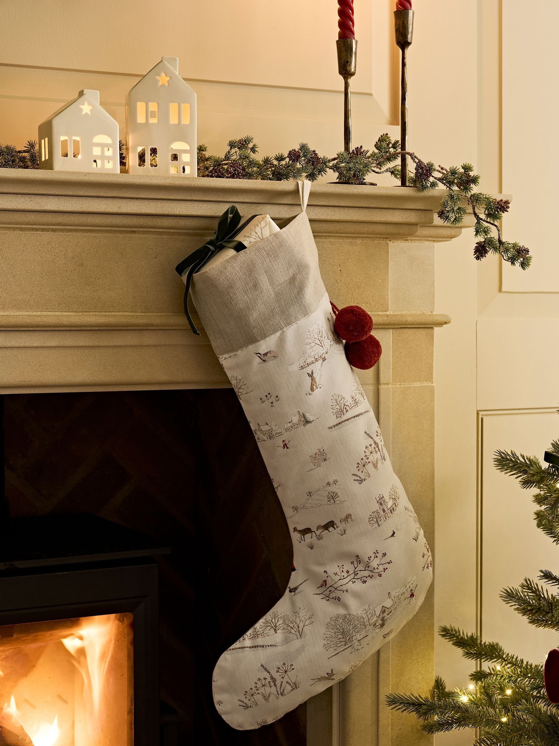 Buy Sophie Allport White Snowy Village Christmas Stocking from the