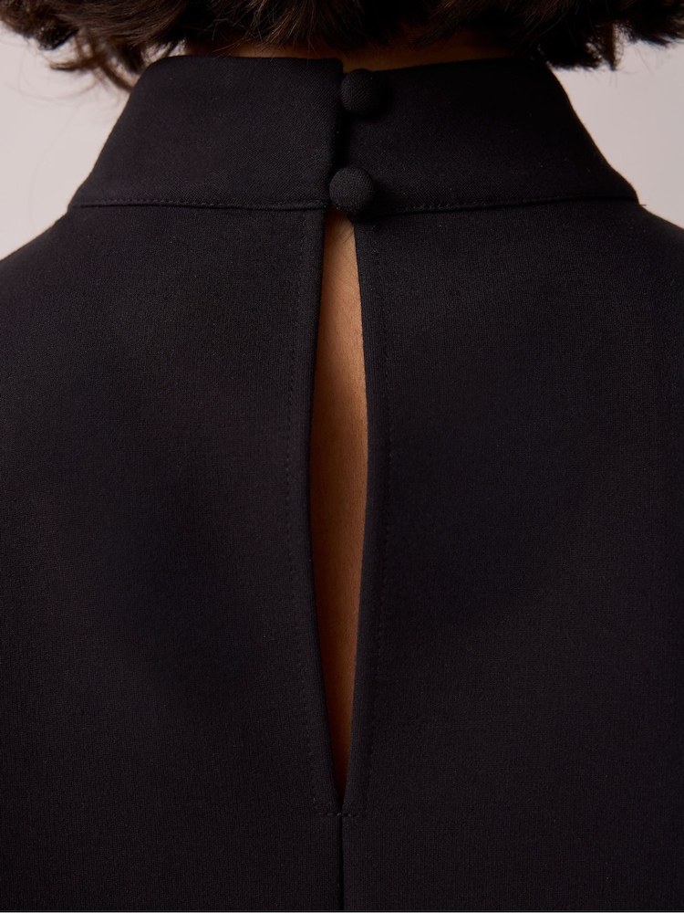 Ro&Zo Black Feather Trim High Neck Top - Image 5 of 5