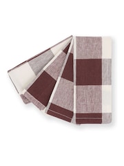Sophie Allport Set of 4 Brown Gingham Linen Napkins - Image 2 of 2