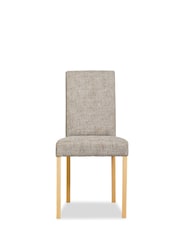Set of 2 Bouclé Weave Light Dove Grey Alby Natural Leg Dining Chairs - Image 3 of 5