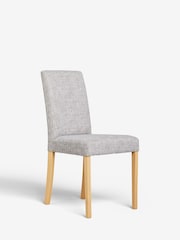 Set of 2 Bouclé Weave Light Dove Grey Alby Natural Leg Dining Chairs - Image 4 of 5