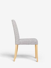 Set of 2 Bouclé Weave Light Dove Grey Alby Natural Leg Dining Chairs - Image 5 of 5