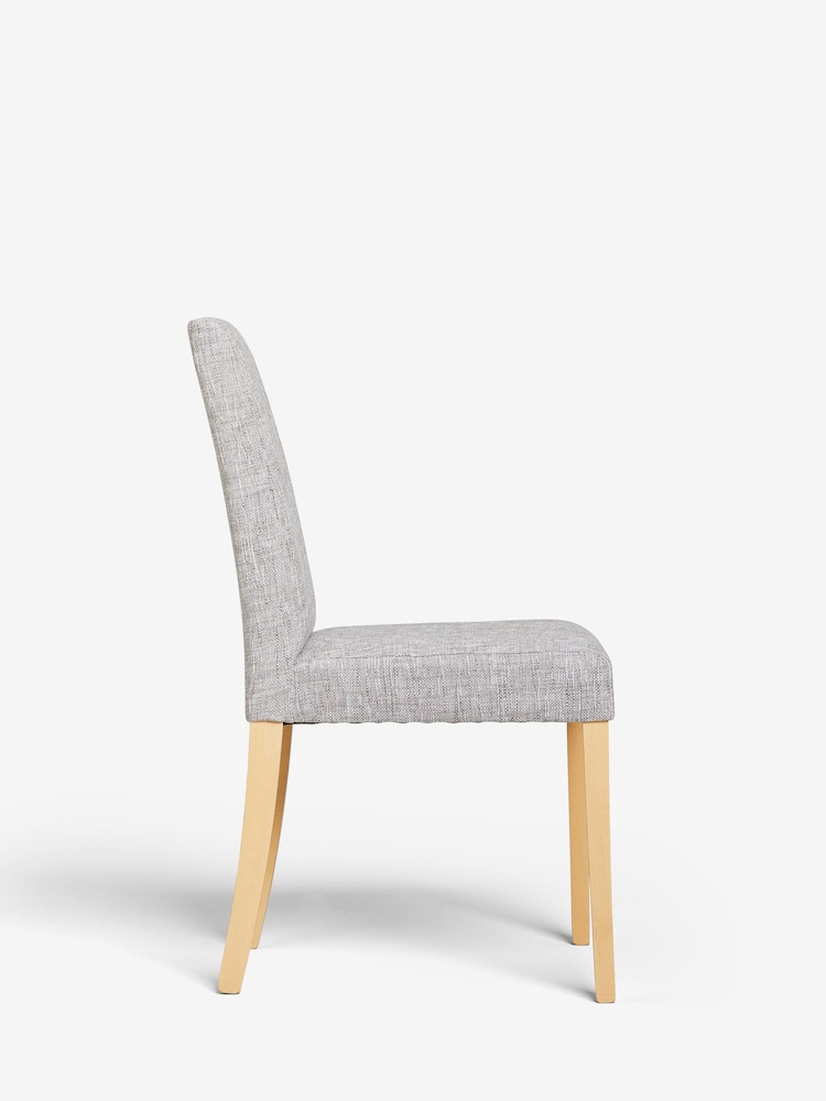 Set of 2 Bouclé Weave Light Dove Grey Alby Natural Leg Dining Chairs - Image 5 of 5