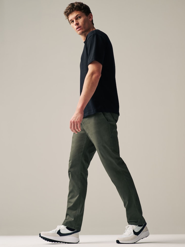 Green Khaki Slim Fit Stretch Chinos Trousers - Image 2 of 6