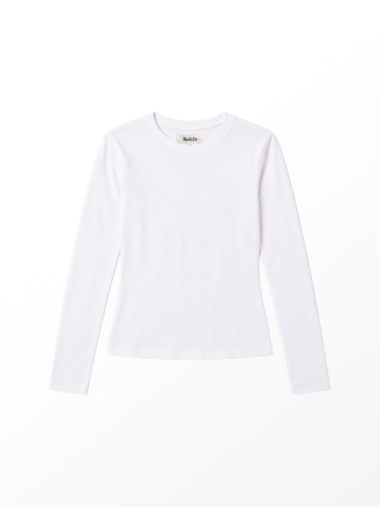 Ro&Zo White Cotton Jersey Long Sleeve Baby T-Shirt - Image 3 of 3