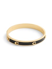 COACH Black/Gold Signature Enamel Bangle Bracelet - Image 3 of 5