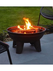 Premier Decorations Ltd Black Garden Circular Metal Fire Pit - Image 1 of 3