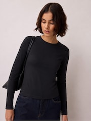 Ro&Zo Black Cotton Jersey Long Sleeve Baby T-Shirt - Image 1 of 4