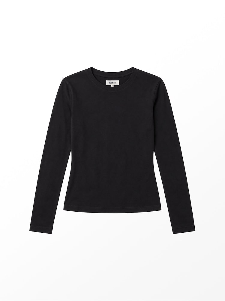 Ro&Zo Black Cotton Jersey Long Sleeve Baby T-Shirt - Image 4 of 4