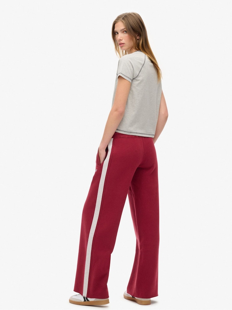 Superdry Rich Burgundy Essential Logo Straight Trousers - Image 2 of 5
