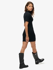 Superdry Black Short Sleeve Ruched Mini Dress - Image 3 of 5