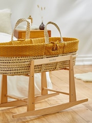 The Little Green Sheep Honey Gold Knitted Moses Basket and Mattress - Image 2 of 5