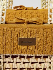 The Little Green Sheep Honey Gold Knitted Moses Basket and Mattress - Image 3 of 5