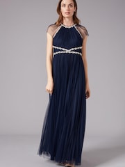 Phase Eight Blue Gerona Pleated Tulle Dress - Image 1 of 5