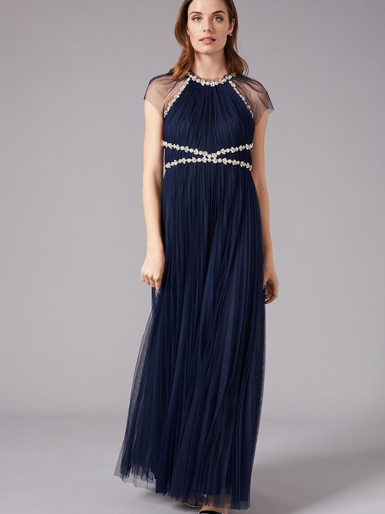 Phase Eight Blue Gerona Pleated Tulle Dress - Image 1 of 5