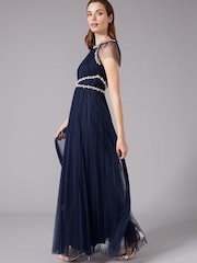 Phase Eight Blue Gerona Pleated Tulle Dress - Image 3 of 5