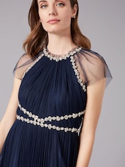 Phase Eight Blue Gerona Pleated Tulle Dress - Image 4 of 5
