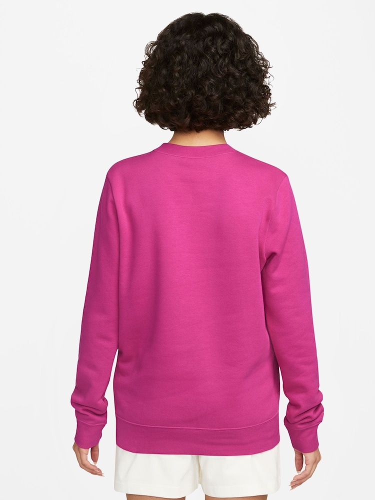 Nike Fushsia Pink Club Fleece Crew Sweatshirt - Image 2 of 3