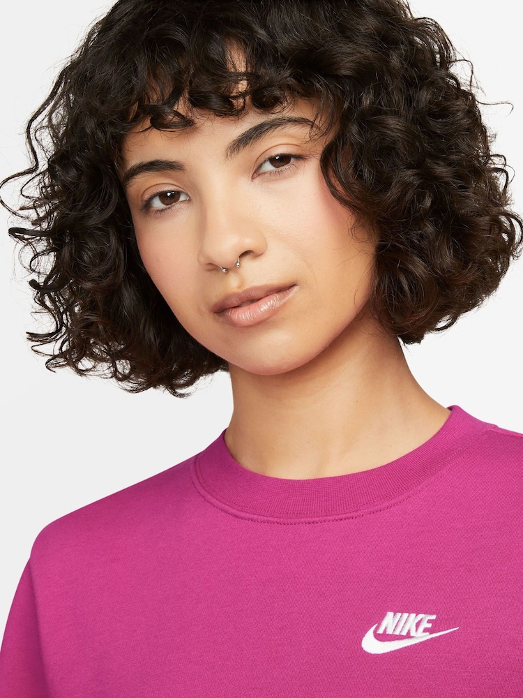 Nike Fushsia Pink Club Fleece Crew Sweatshirt - Image 3 of 3