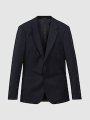 Reiss Midnight Navy Westminster Wool Cashmere Slim Fit Single Breasted Blazer - Image 2 of 8