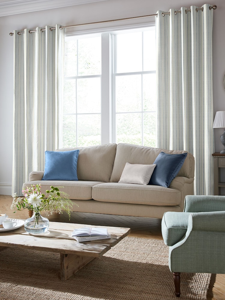 Laura Ashley Newport Blue Candy Stripe Made to Measure 100% Cotton Curtains - Image 1 of 9