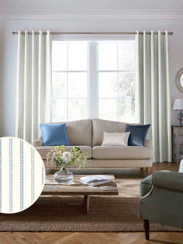 Laura Ashley Newport Blue Candy Stripe Made to Measure 100% Cotton Curtains - Image 2 of 9