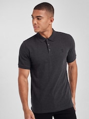 Anthrazitgrau - Schmale Passform - Kurzärmliges Piqué-Poloshirt - Bild 1 von 4
