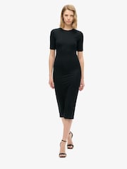 Superdry Black Short Sleeve Midi Jersey Dress - Image 1 of 4