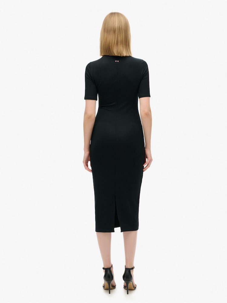 Superdry Black Short Sleeve Midi Jersey Dress - Image 2 of 4