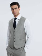 Reiss Grey Melange Como Wool Cashmere Single Breasted Slim Fit Waistcoat - Image 1 of 7