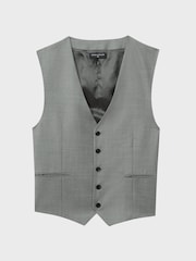 Reiss Grey Melange Como Wool Cashmere Single Breasted Slim Fit Waistcoat - Image 2 of 7