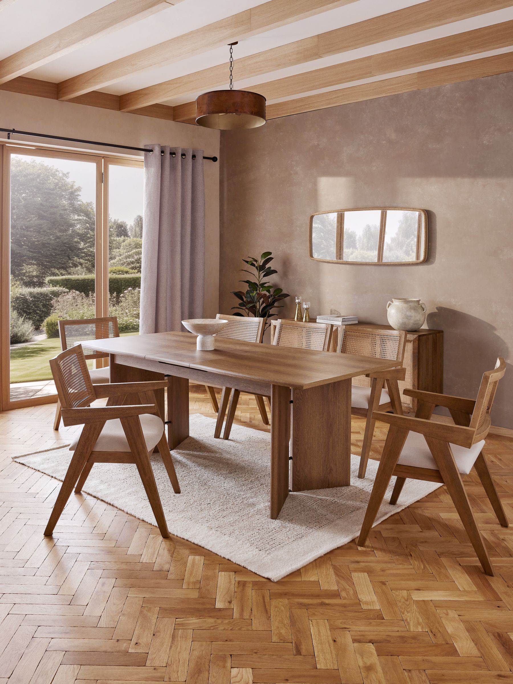 Dark Natural Oak Effect Taytum 6 to 8 Seater Extendable Dining Table