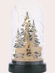 Laura Ashley Green Pre-Lit LED Glass Cloche with Woodland Christmas Scene - Image 2 of 3